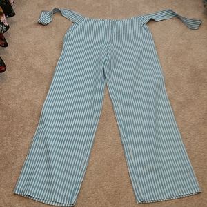 Michael Kors striped wide leg linen/cotton pants 4